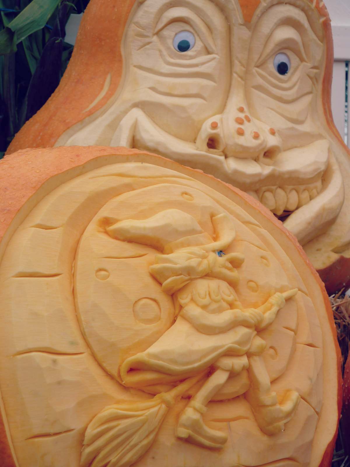 Amazing pumpkins carved by Farmer Mike at Half Moon Bay Pumpkin Festival in California