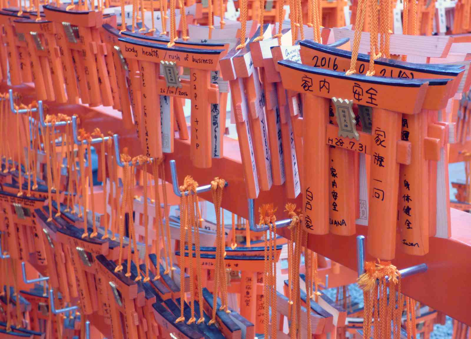 Ema plaques shaped like shrines in Japan