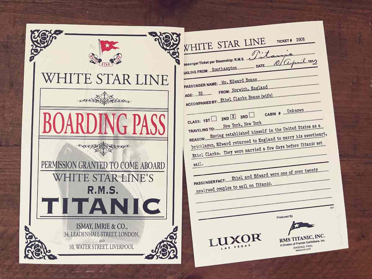 The titanic show tickets at Las Vegas.