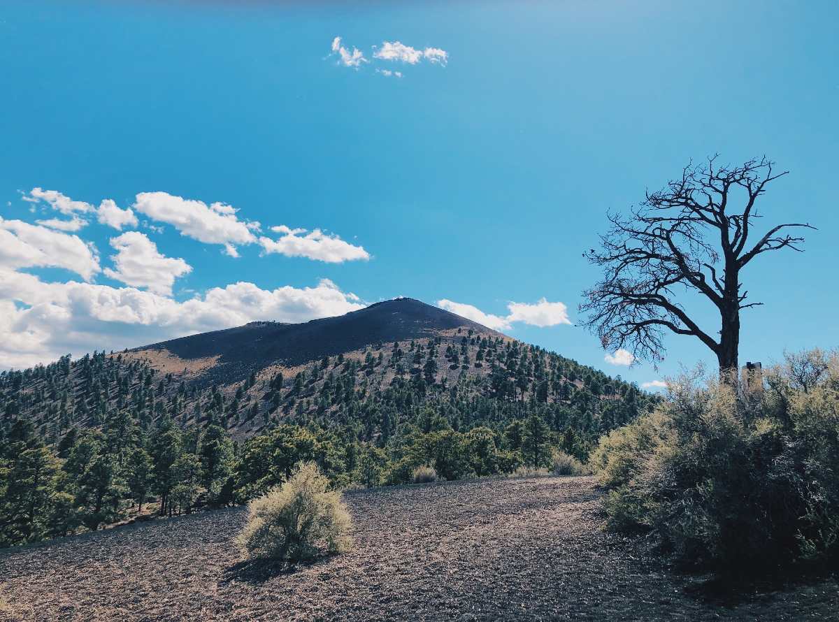 The cinder cone of Sunset Crater Volcano in Arizona.