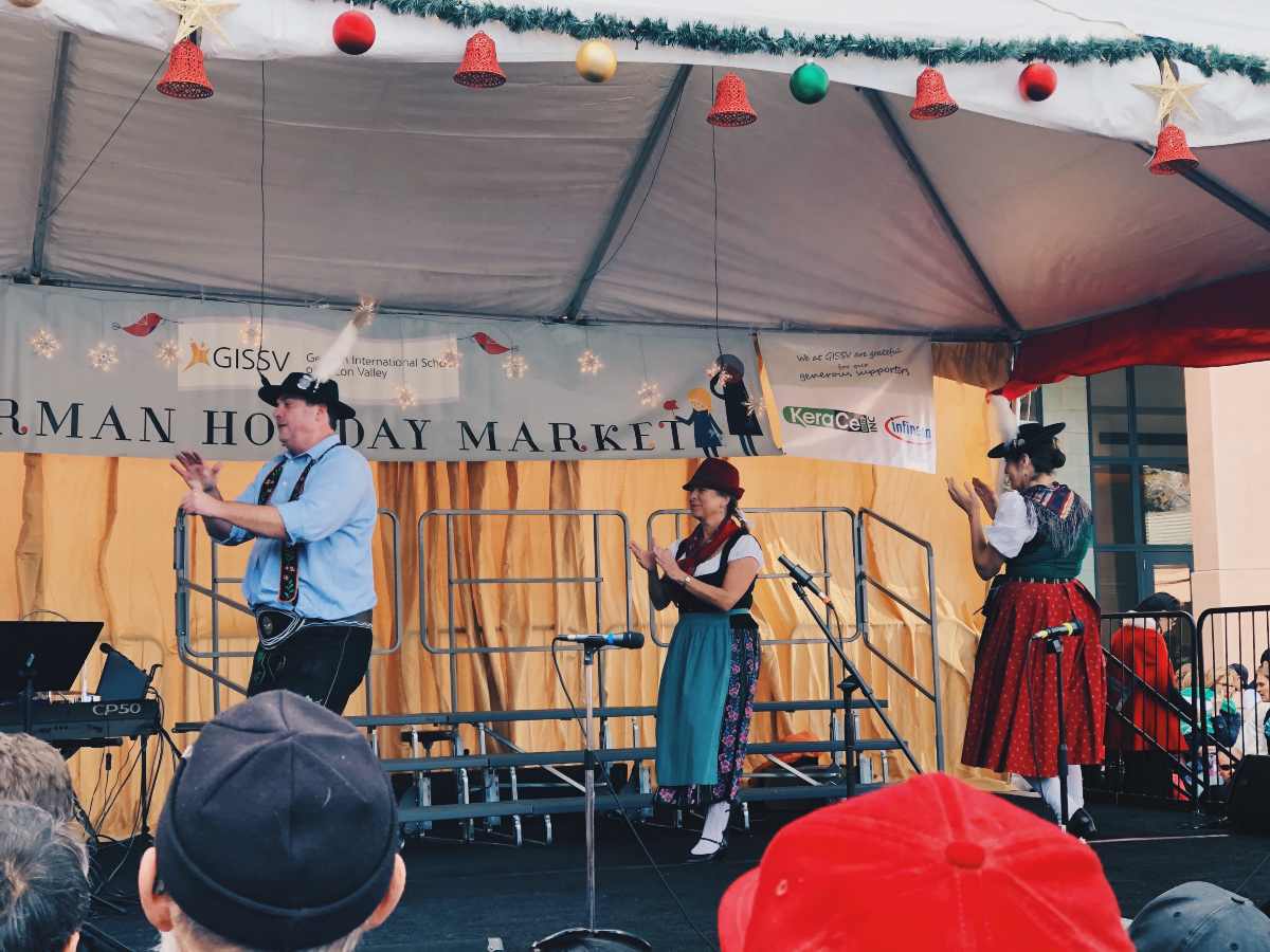 German dances at German Holiday Market in Mountain View, California