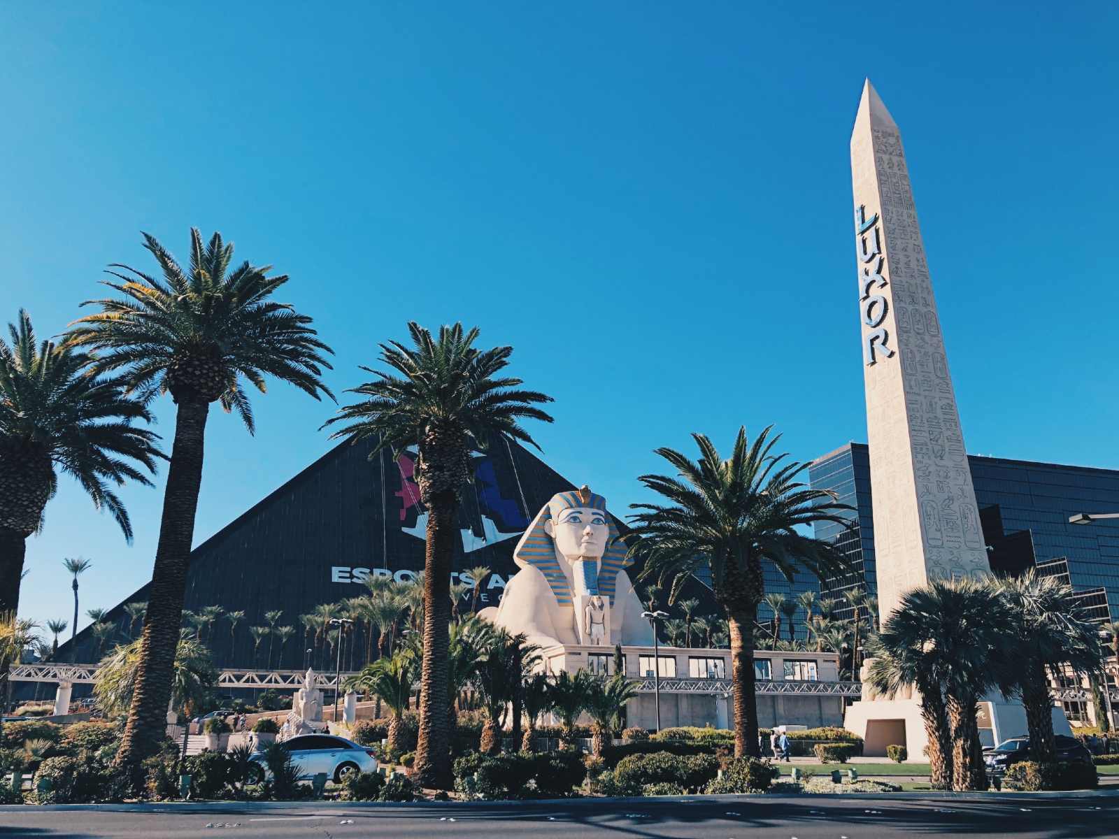 Luxor Hotel in Las Vegas has Egyptian theme.