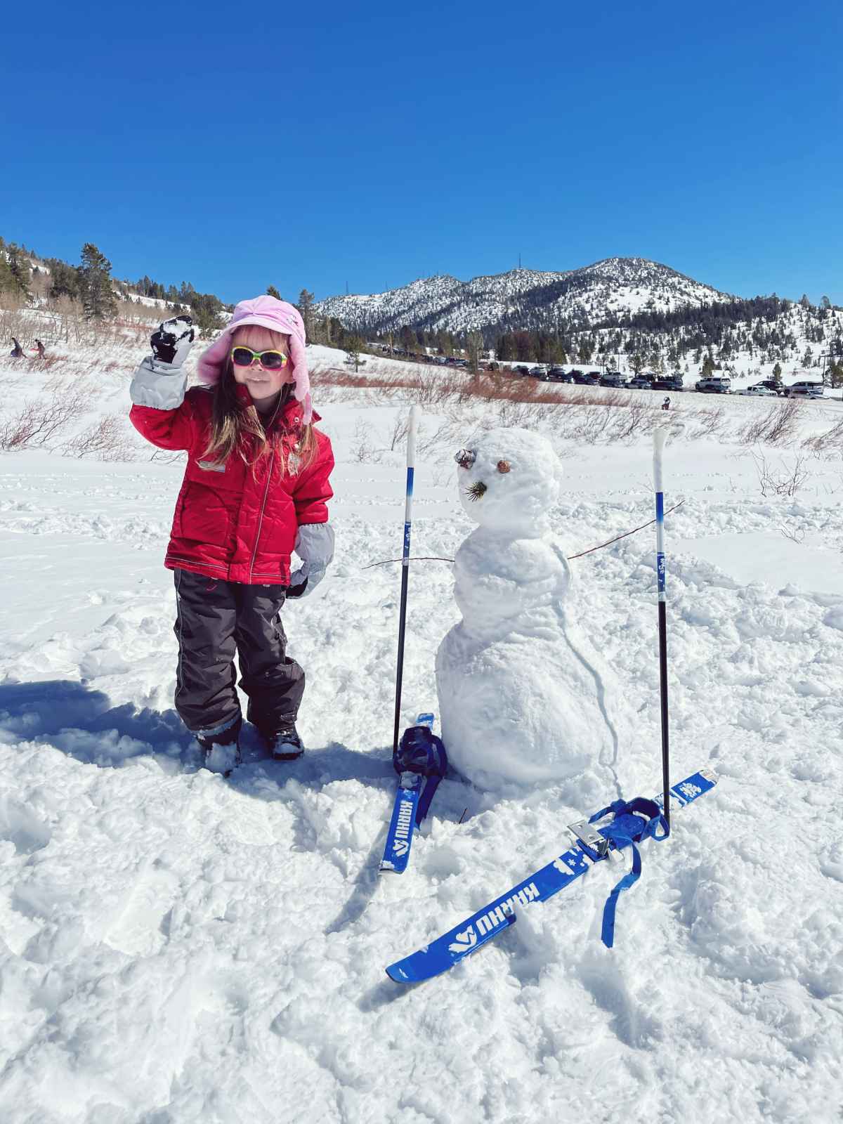 Our little one with a snowman at North Lake Tahoe.