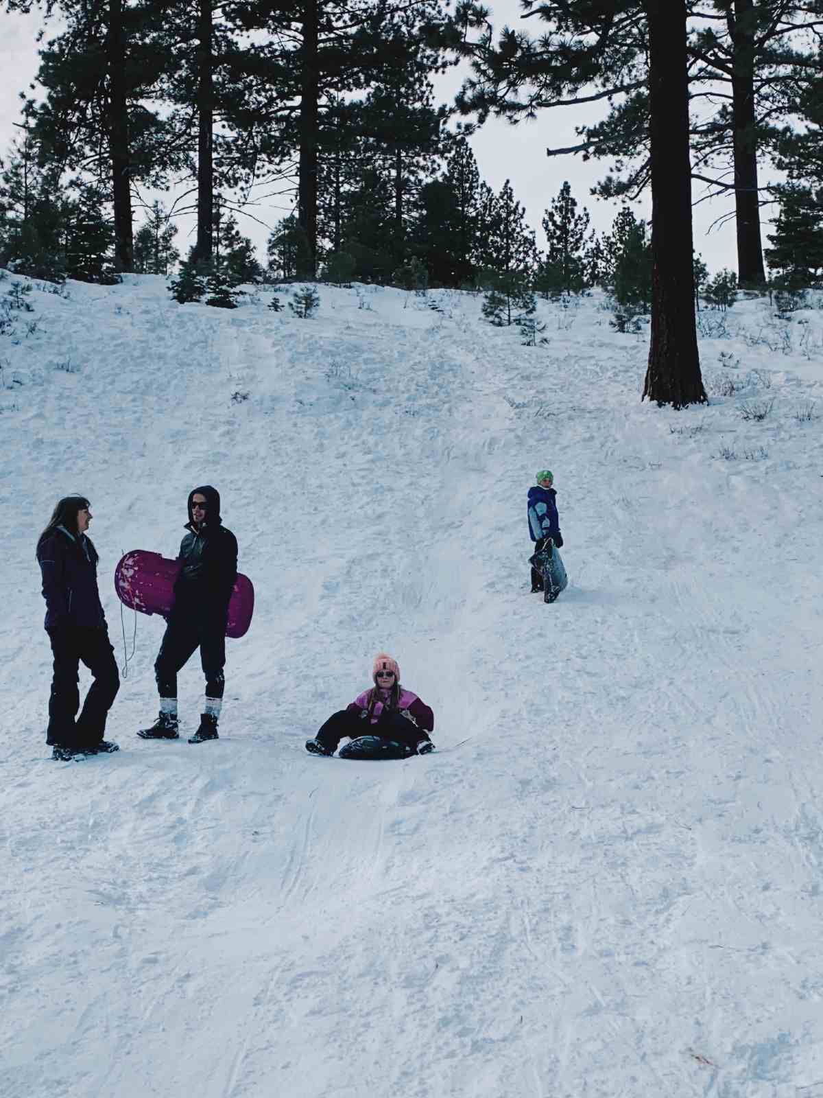 Our daughter in a sledding hill at Lake Tahoe.